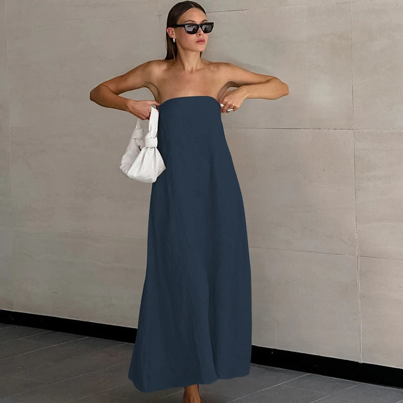Maren Off Shoulder Linen Maxi Dress