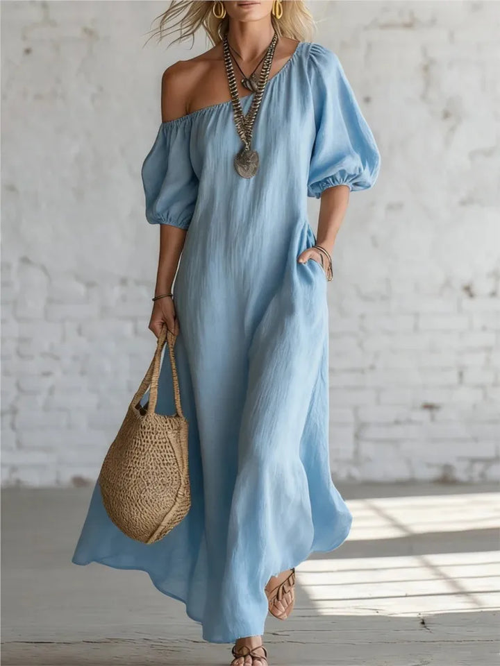 Amber One Shoulder Puff Sleeve Maxi Dress
