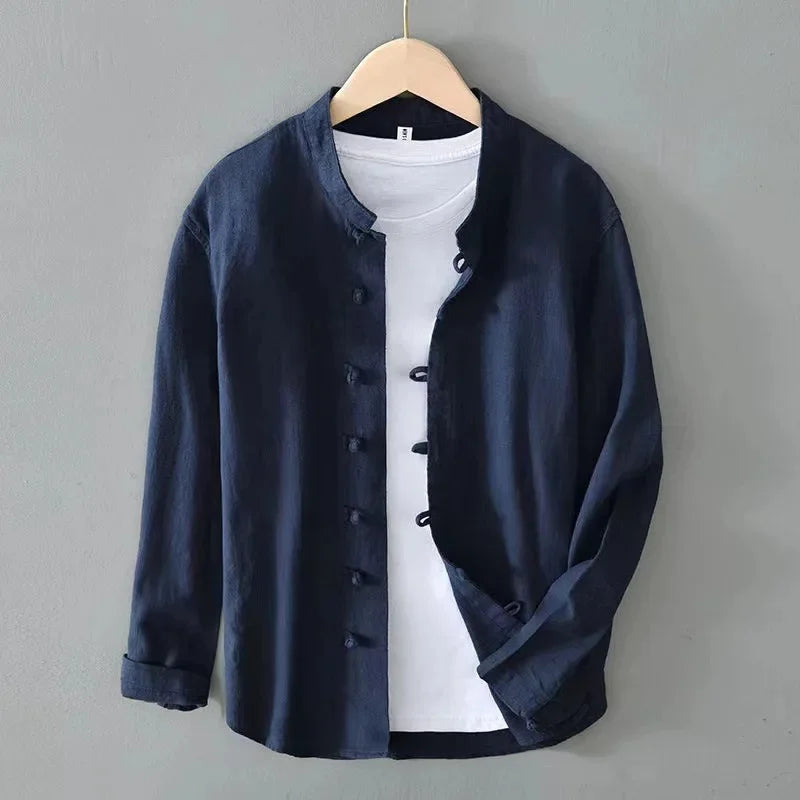 Ashton Henley Long Sleeve Linen Shirt