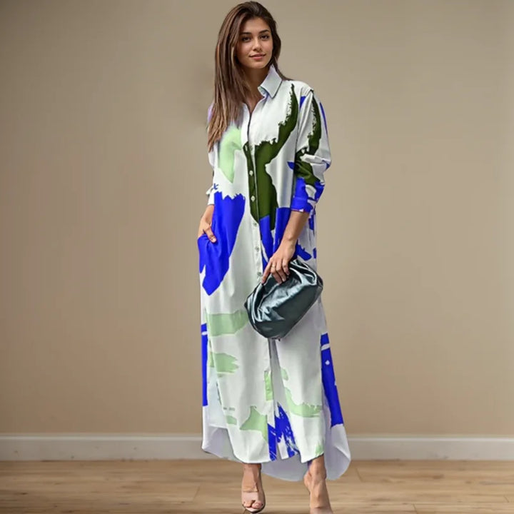 Aveline Abstract Shirt Maxi Dress