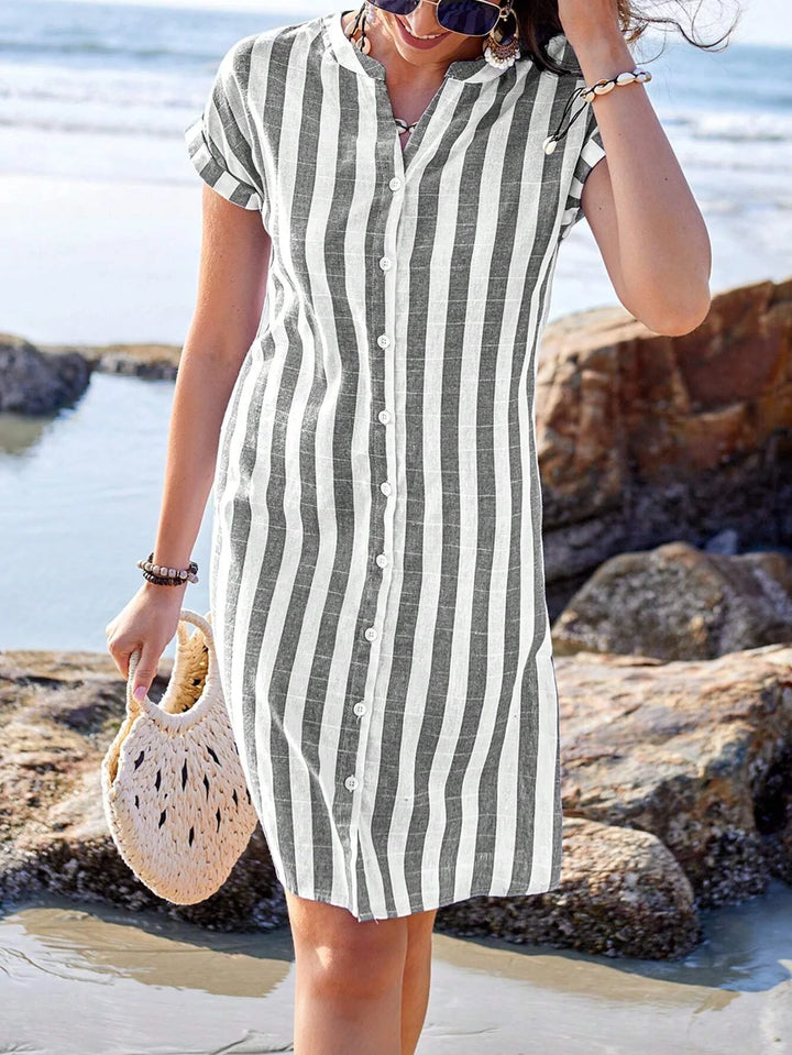 May Striped Mini Shirt Dress