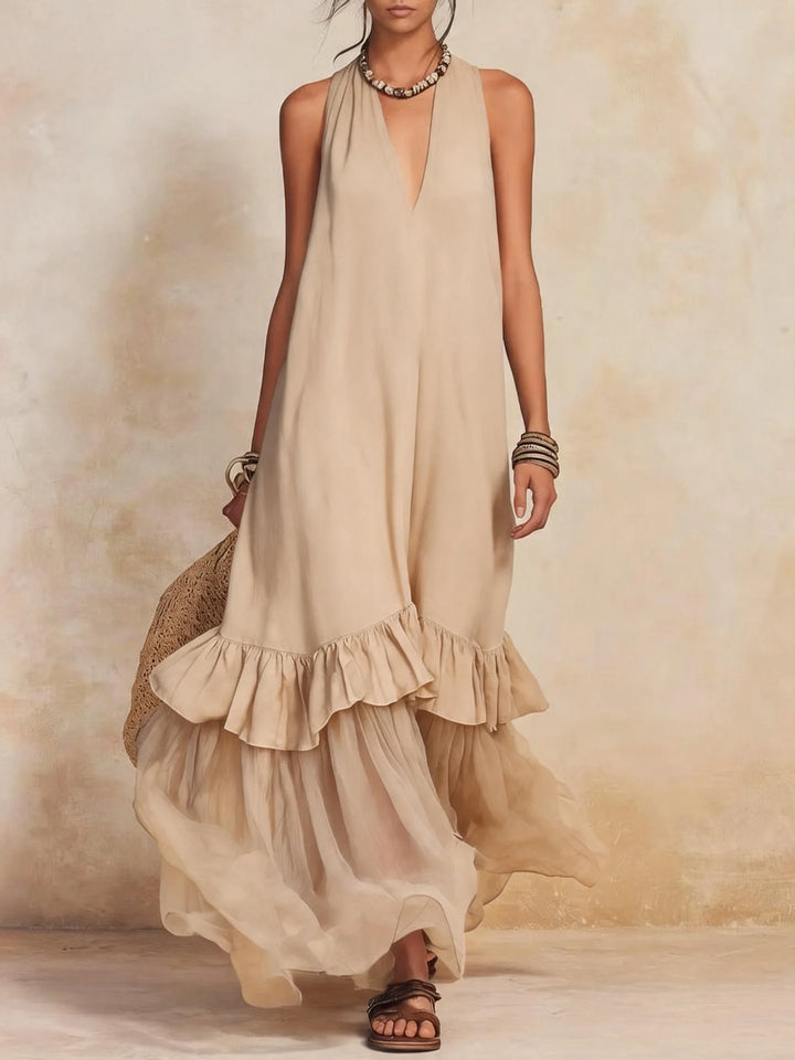 Loretta Bohemian Ruffle Hem Maxi Dress