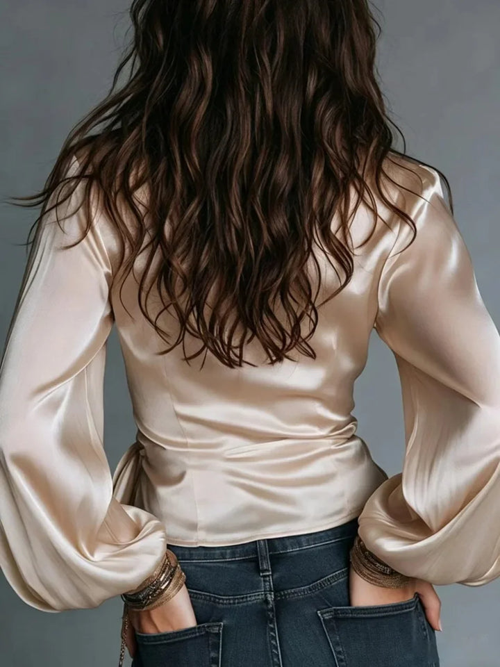 Celeste Drape Wrap Satin Top