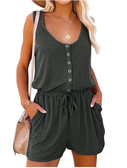 Madison Sleeveless Drawstring Romper