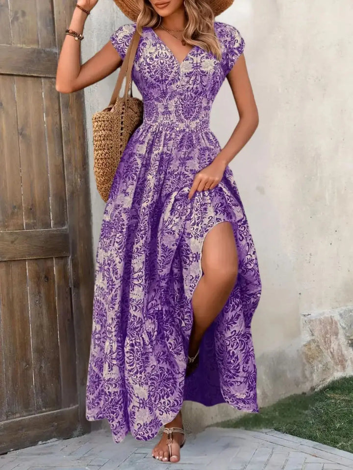 Willow Floral V Neck Long Sleeve Flared Midi Dress