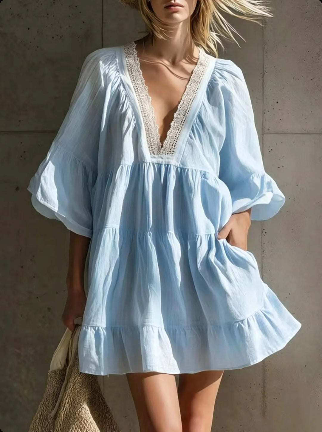 Isadora Lace Trim Mini Dress