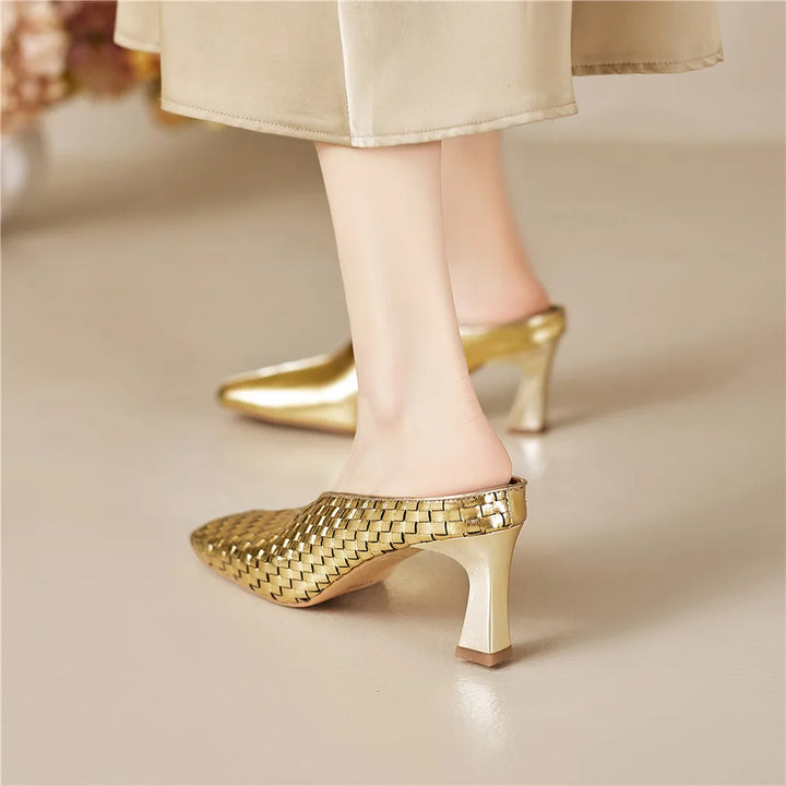 Lucia Woven Leather Heels