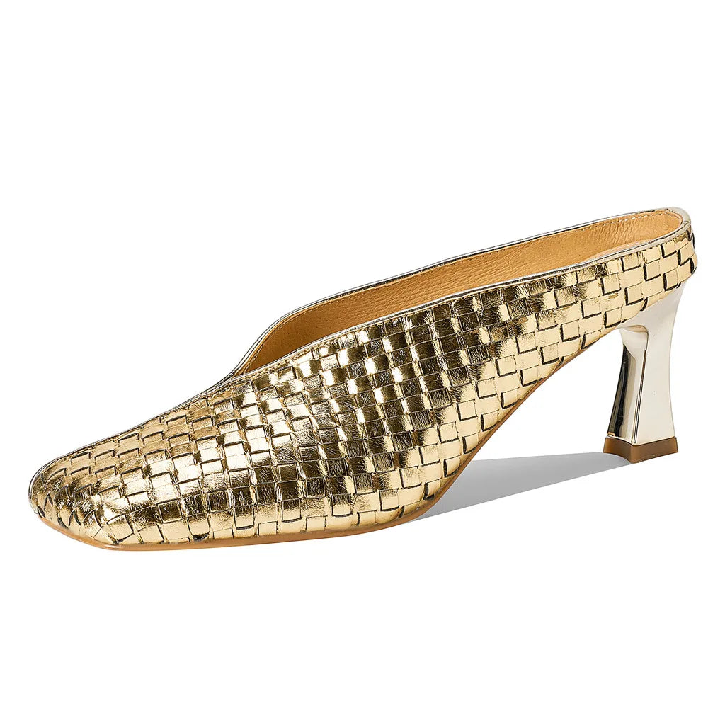 Lucia Woven Leather Heels