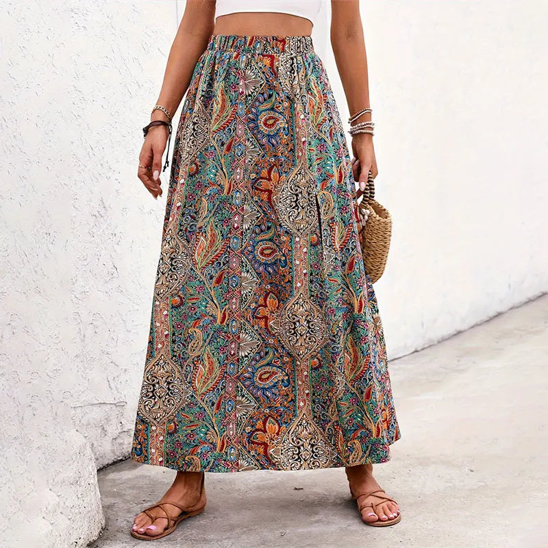 Celia Bohemian Floral Maxi Skirt