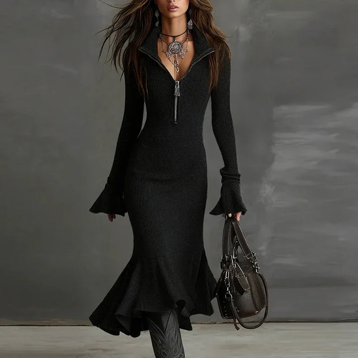 Lorena Ruffle Knit Midi Dress