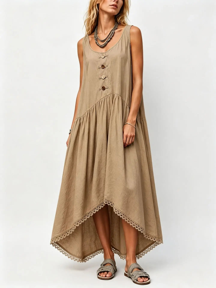 Taylor Flowy Asymmetrical Midi Dress