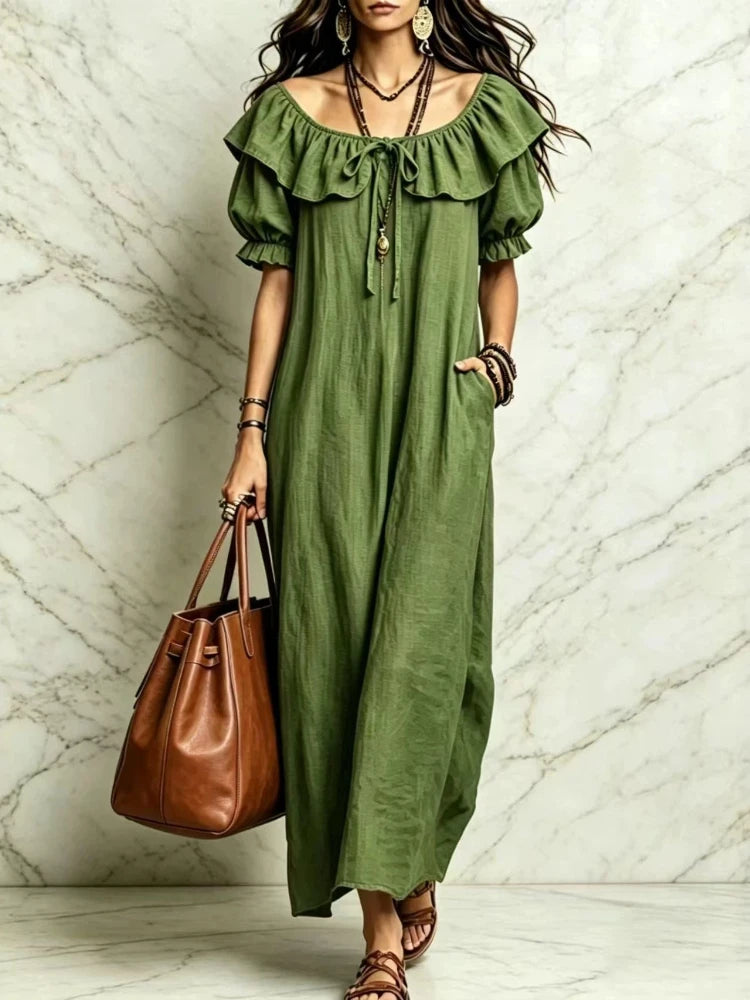 Evangeline Off Shoulder Boho Maxi Dress