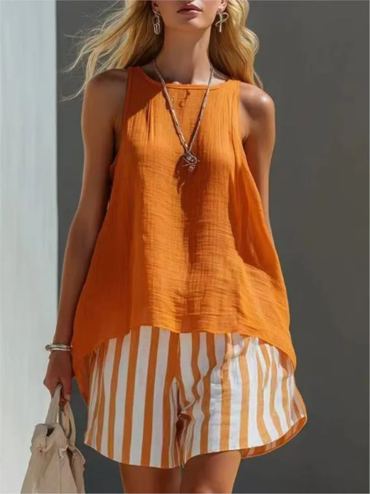 Kaia Sleeveless Striped Two Piece Outfit
