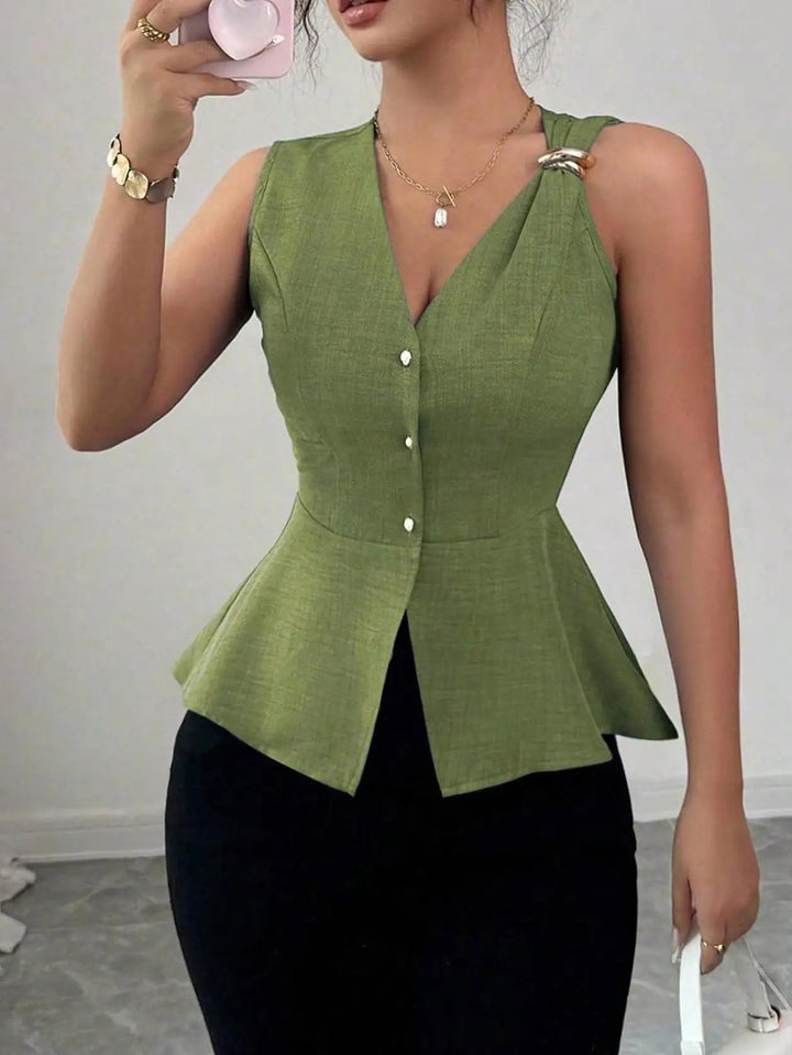 Marina Peplum V-Neck Blouse