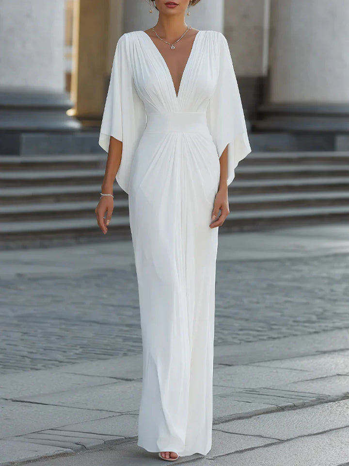 Elara Ruffle V Neck Dress