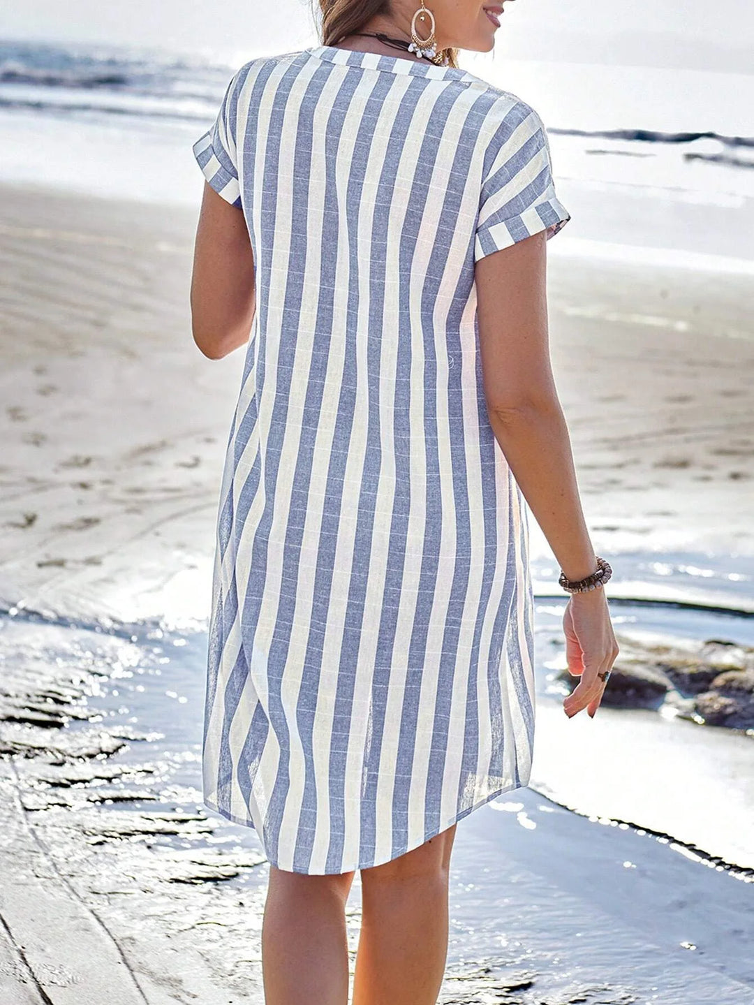 May Striped Mini Shirt Dress