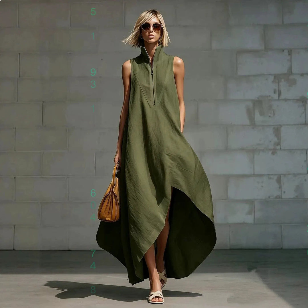 Rosalyn Sleeveless Half Zip Long Dress
