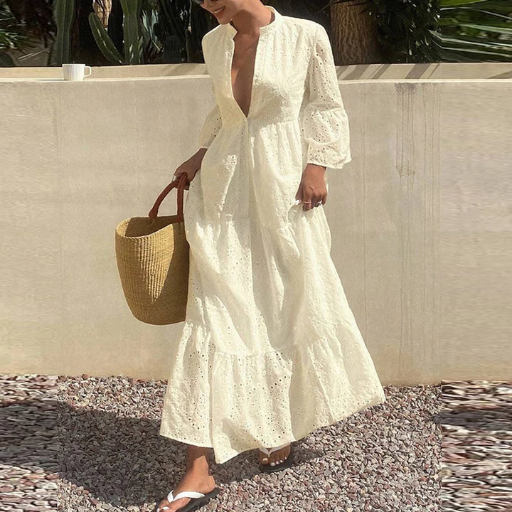 Nora Deep V Flared Sleeve Maxi Dress