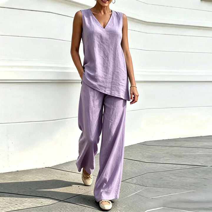 Ruby Sleeveless Blouse and Loose Pants Set
