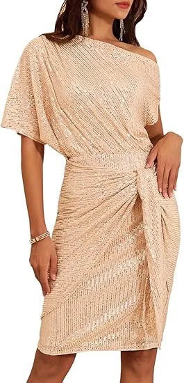 Jade Elegant Sequined Ruched Party Midi Dress