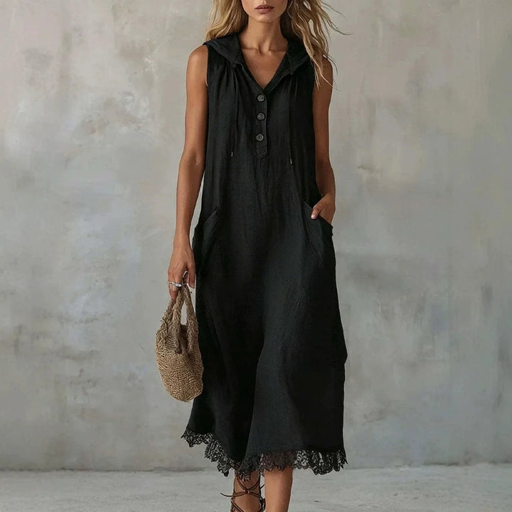 Libby V Neck Hooded Midi Dress