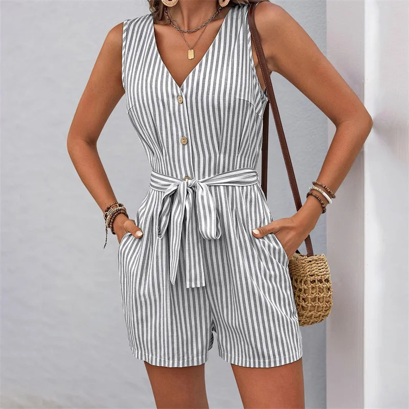 Bailey Striped Tie Waist Romper