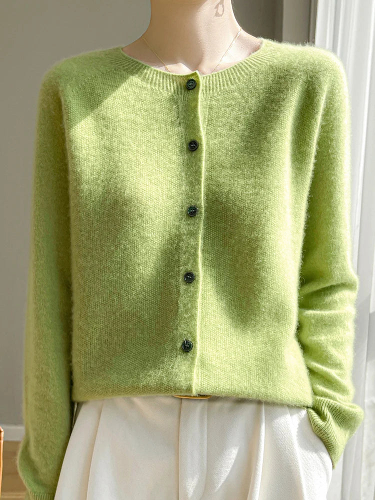 Emmeline Crewneck Wool Cardigan