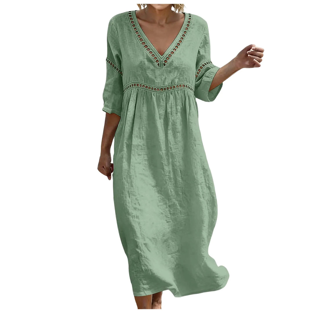Avery Embellished V Neck Boho Maxi Dress