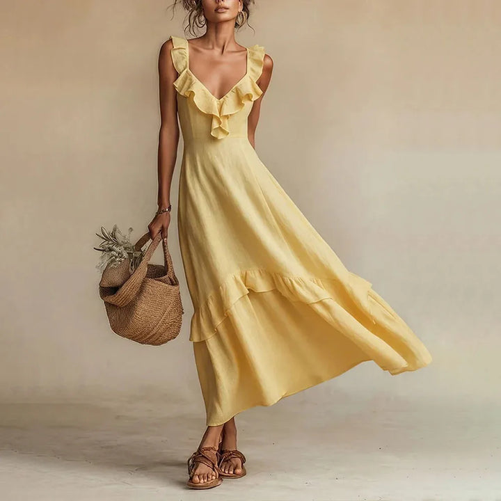 Zarelle Flowing Ruffle Maxi Dress