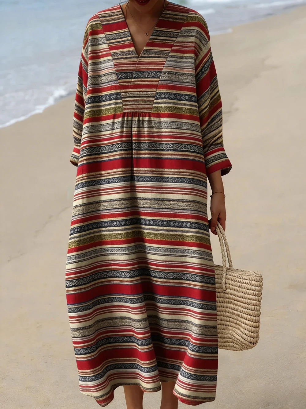 Delaney V Neck Plaid Midi Dress