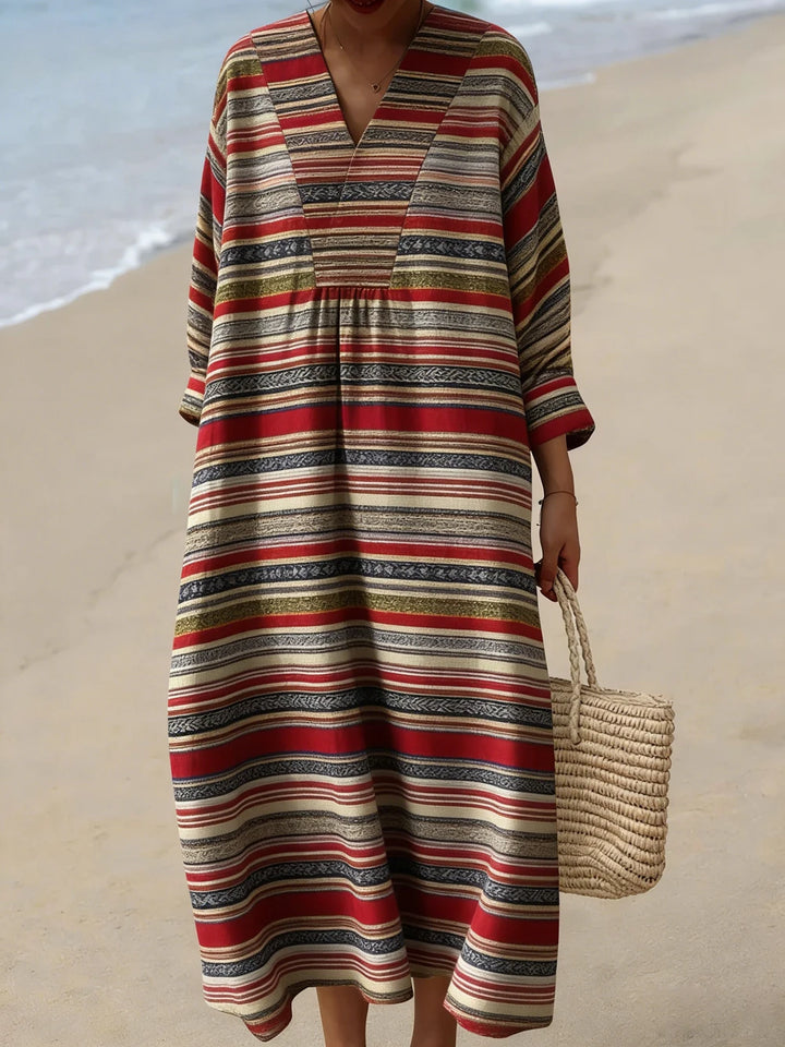 Delaney V Neck Plaid Midi Dress