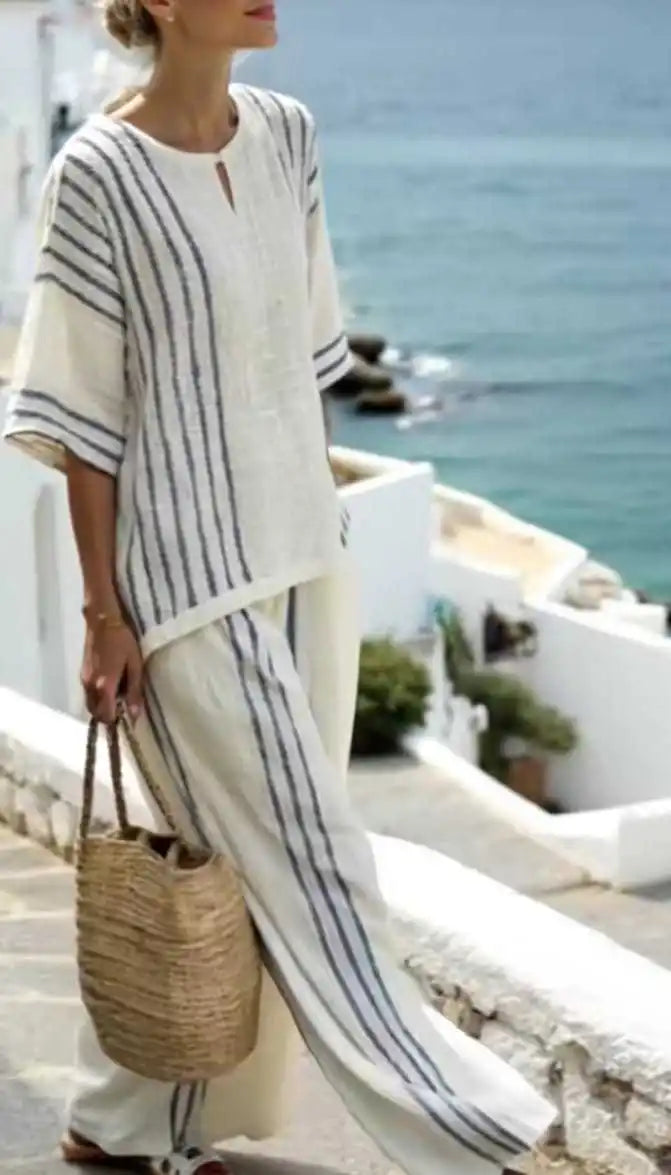 Isadora Striped Linen Two-Piece Set