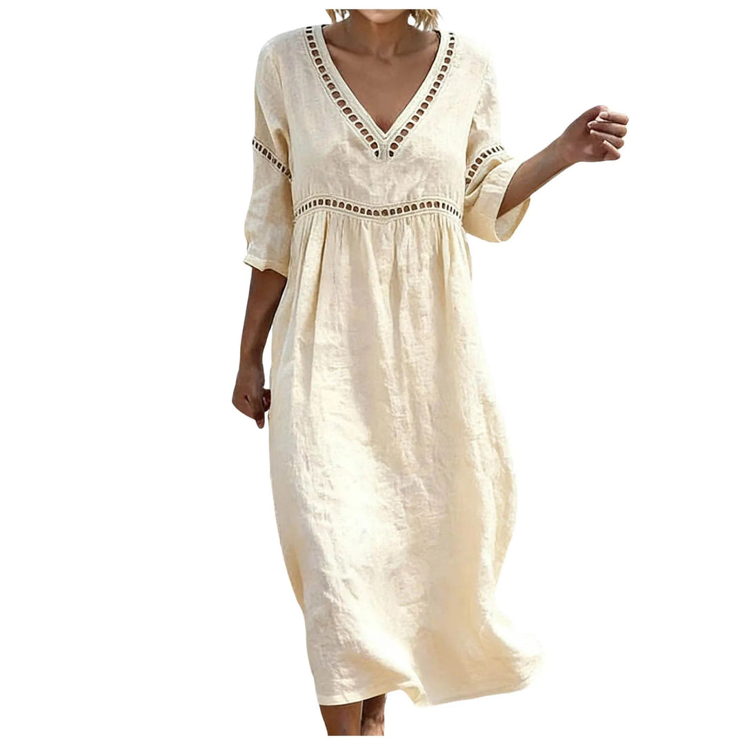 Avery Embellished V Neck Boho Maxi Dress