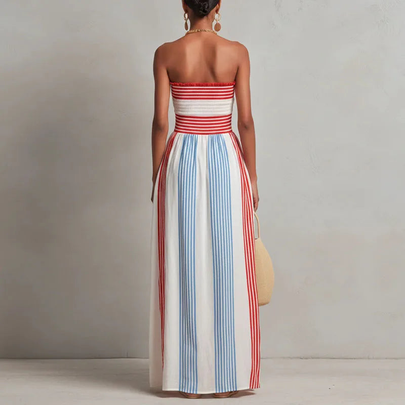 Elena Striped Summer Maxi Dress
