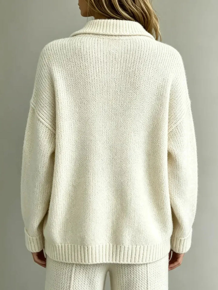Tessa Button Neck Polo Sweater