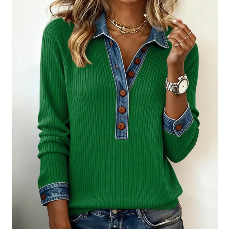 Tessa Denim Trim Pullover