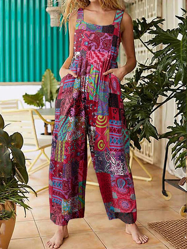 Cristy Boho Print Wide Leg Jumpsuit