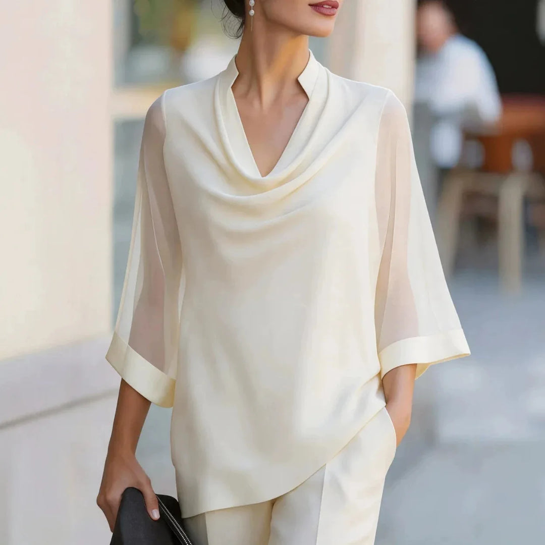 Amelie Draped Chiffon Blouse