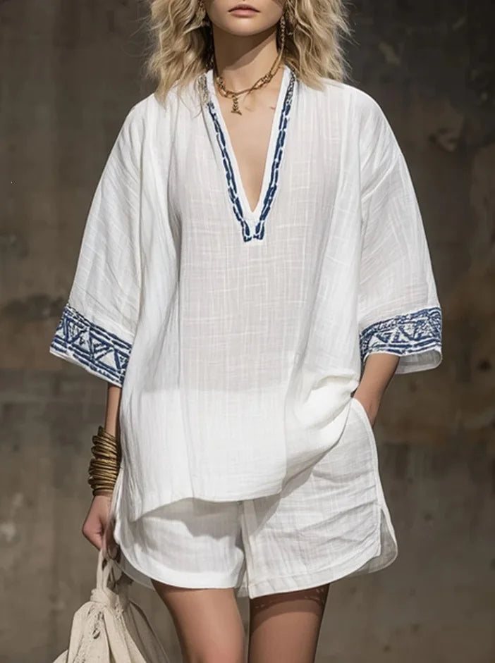 Melissa Boho Linen Shorts Set