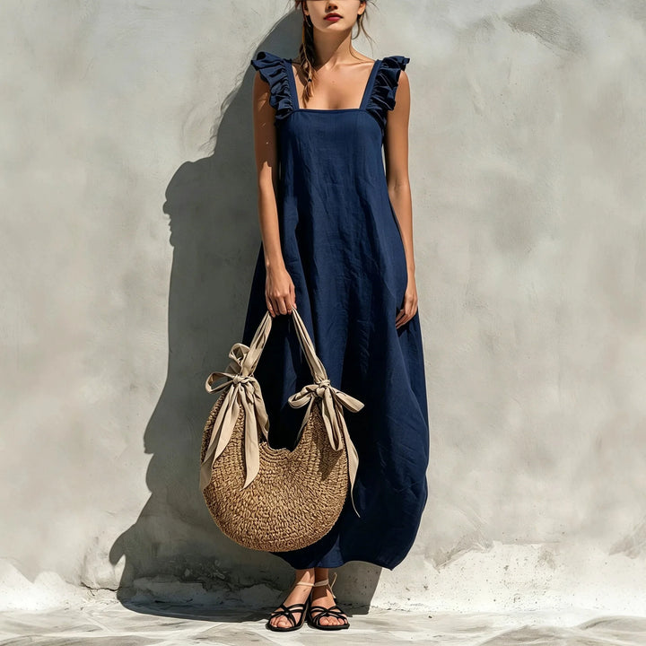 Claire Sleeveless Gathered Side Midi Dress