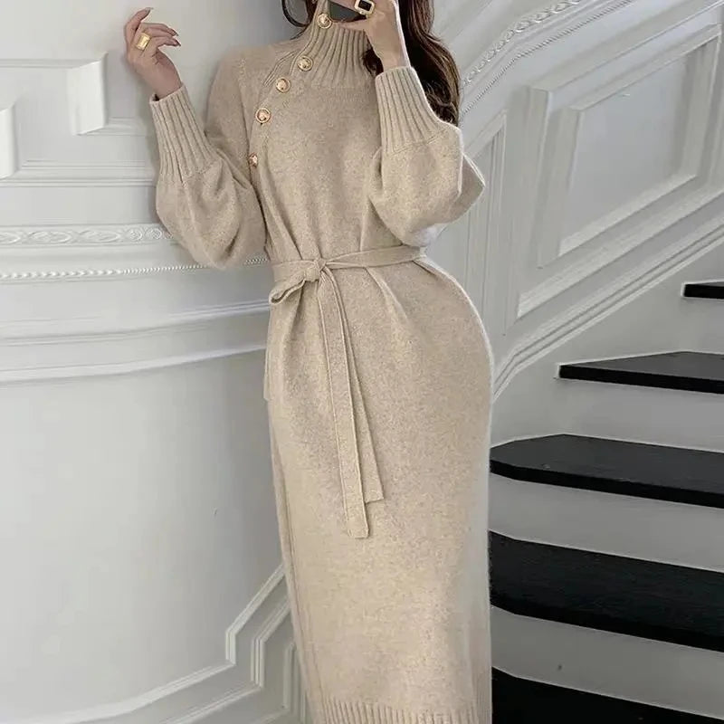 Marlowe Button Placket Sweater Dress