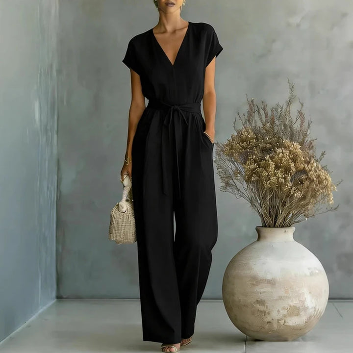 Kyrella Linen V Neck Jumpsuit