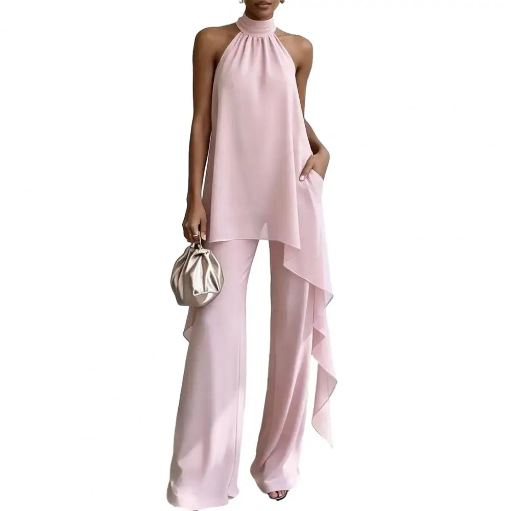 Kendall Draped Sleeveless Chiffon Matching Set