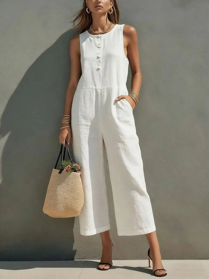 Jacqueline Wide Leg Linen Jumpsuit