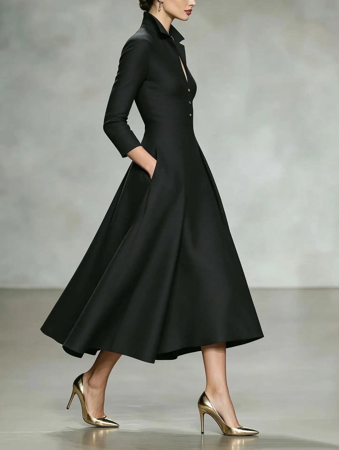 Giovanna Elegant Lapel Midi Dress