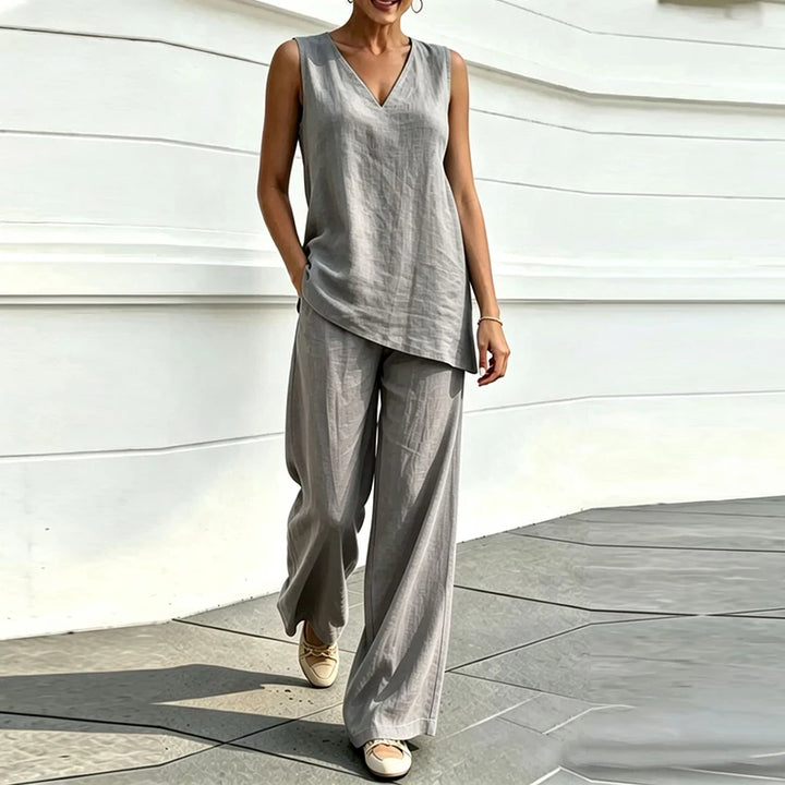 Ruby Sleeveless Blouse and Loose Pants Set