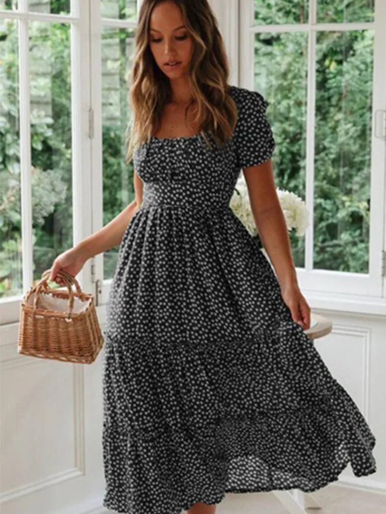 Cressida Floral Puff Sleeve Midi Dress