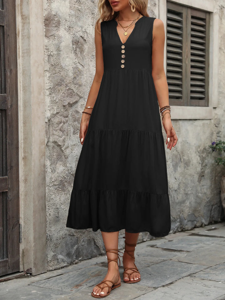 Emery Tiered Button Midi Dress