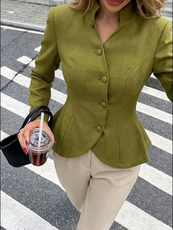 Simona Cinched Stand Collar Blazer