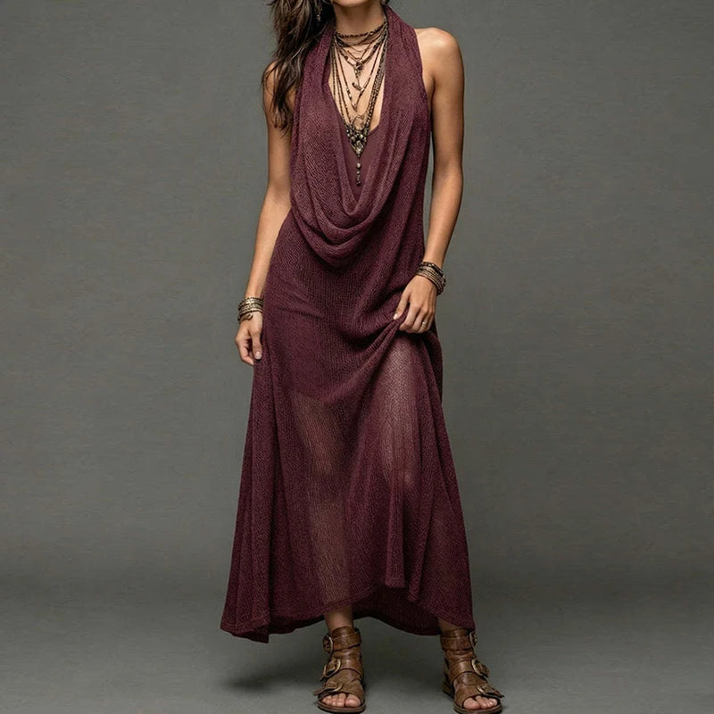 Nikkie Draped Halter Maxi Dress